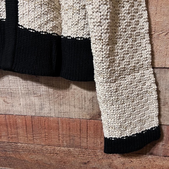 Topshop Cream Open Front Cardi w/ Woven Gold Thread Size 10 - Picture 7 of 15